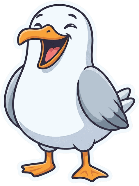 A small cheerful gull chick